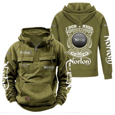 Norton Vintage Quarter Zip Hoodie Retro Hoodie LQZ1187 3 Norton Vintage Quarter Zip Hoodie Retro Hoodie LQZ1187 3