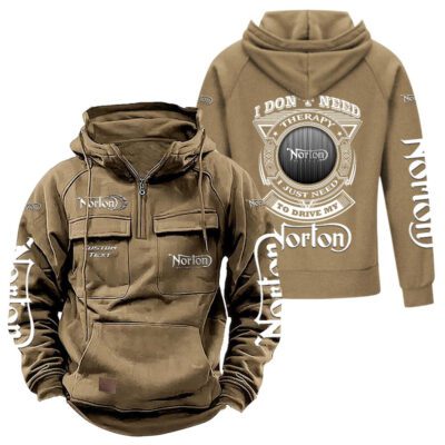 Norton Vintage Quarter Zip Hoodie Retro Hoodie LQZ1187 4 Norton Vintage Quarter Zip Hoodie Retro Hoodie LQZ1187 4