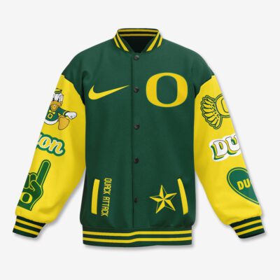Oregon Ducks NCAA Baseball Jacket For Fan CFB1687 1 Oregon Ducks NCAA Baseball Jacket For Fan CFB1687 1