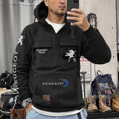 Peugeot Vintage Quarter Zip Hoodie Retro Hoodie LQZ1049 1 Peugeot Vintage Quarter Zip Hoodie Retro Hoodie LQZ1049 1