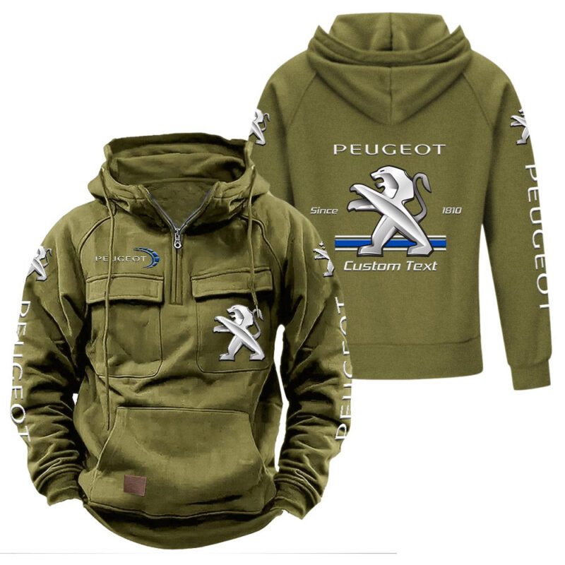 Peugeot Vintage Quarter Zip Hoodie Retro Hoodie LQZ1117 3