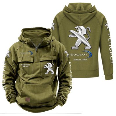 Peugeot Vintage Quarter Zip Hoodie Retro Hoodie LQZ1413 3
