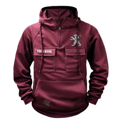 Peugeot Vintage Quarter Zip Hoodie Retro Hoodie LQZ1544 4 Peugeot Vintage Quarter Zip Hoodie Retro Hoodie LQZ1544 4