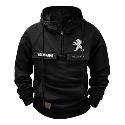 Peugeot Vintage Quarter Zip Hoodie Retro Hoodie LQZ1544