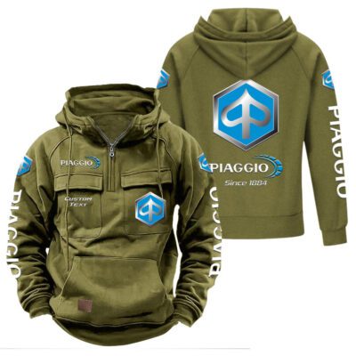 Piaggio Vintage Quarter Zip Hoodie Retro Hoodie LQZ1303 3 Piaggio Vintage Quarter Zip Hoodie Retro Hoodie LQZ1303 3