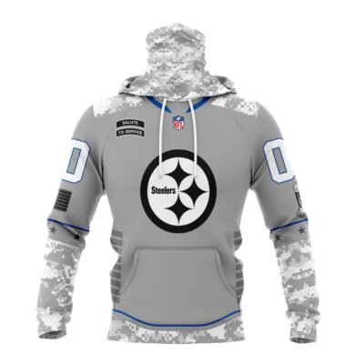 Pittsburgh Steelers NFL Specialized Design Camo 2024 Salute To Service Club Personalized Letters Number Gaiter Hoodie WGH2027