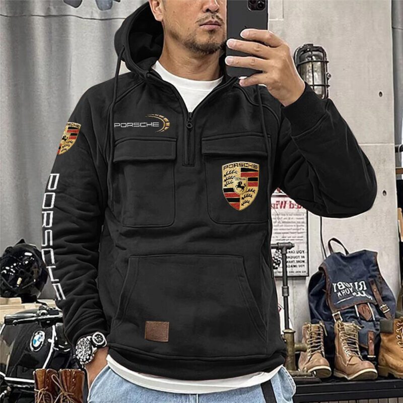 Porsche Vintage Quarter Zip Hoodie Retro Hoodie LQZ1130 1