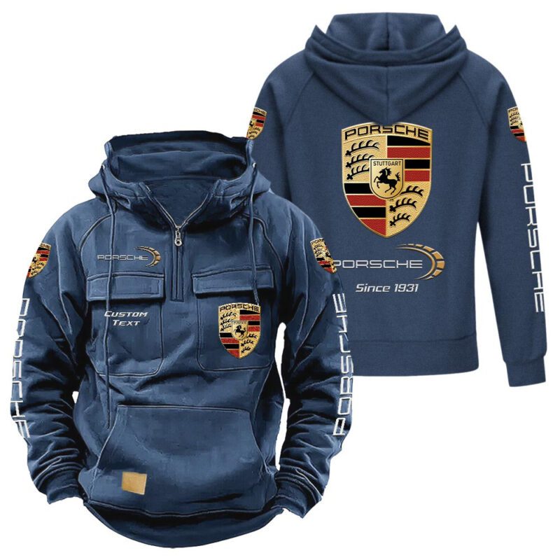 Porsche Vintage Quarter Zip Hoodie Retro Hoodie LQZ1420 2