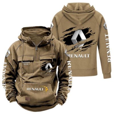 Renault Vintage Quarter Zip Hoodie Retro Hoodie LQZ1056 4 Renault Vintage Quarter Zip Hoodie Retro Hoodie LQZ1056 4