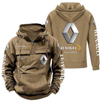 Renault Vintage Quarter Zip Hoodie Retro Hoodie LQZ1376 4 Renault Vintage Quarter Zip Hoodie Retro Hoodie LQZ1376 4