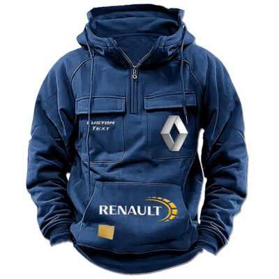 Renault Vintage Quarter Zip Hoodie Retro Hoodie LQZ1467 2 Renault Vintage Quarter Zip Hoodie Retro Hoodie LQZ1467 2
