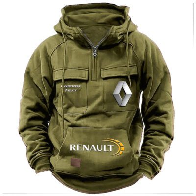 Renault Vintage Quarter Zip Hoodie Retro Hoodie LQZ1467 3 Renault Vintage Quarter Zip Hoodie Retro Hoodie LQZ1467 3