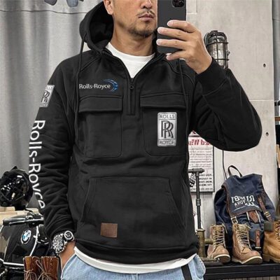 Rolls Royce Vintage Quarter Zip Hoodie Retro Hoodie LQZ1127 1 Rolls Royce Vintage Quarter Zip Hoodie Retro Hoodie LQZ1127 1