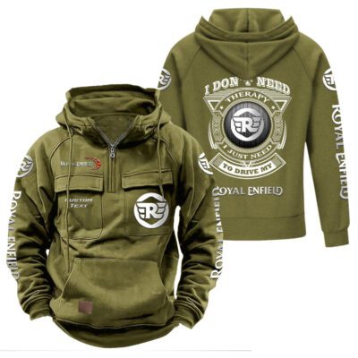 Royal Enfield Vintage Quarter Zip Hoodie Retro Hoodie LQZ1169 3