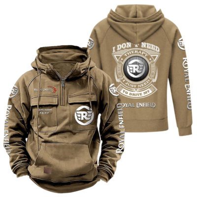 Royal Enfield Vintage Quarter Zip Hoodie Retro Hoodie LQZ1169 4