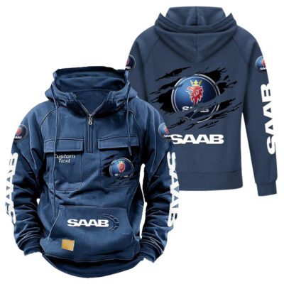 Saab Vintage Quarter Zip Hoodie Retro Hoodie LQZ1059 2