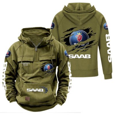 Saab Vintage Quarter Zip Hoodie Retro Hoodie LQZ1059 3
