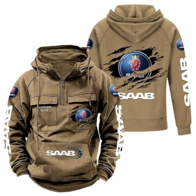 Saab Vintage Quarter Zip Hoodie Retro Hoodie LQZ1059 4