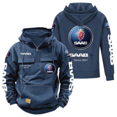 Saab Vintage Quarter Zip Hoodie Retro Hoodie LQZ1371 2 Saab Vintage Quarter Zip Hoodie Retro Hoodie LQZ1371 2