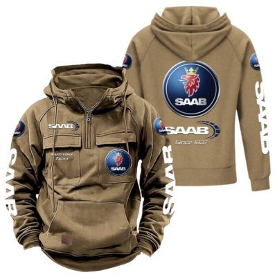 Saab Vintage Quarter Zip Hoodie Retro Hoodie LQZ1371 4 Saab Vintage Quarter Zip Hoodie Retro Hoodie LQZ1371 4