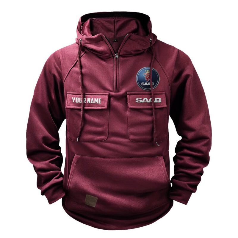 Saab Vintage Quarter Zip Hoodie Retro Hoodie LQZ1402 4