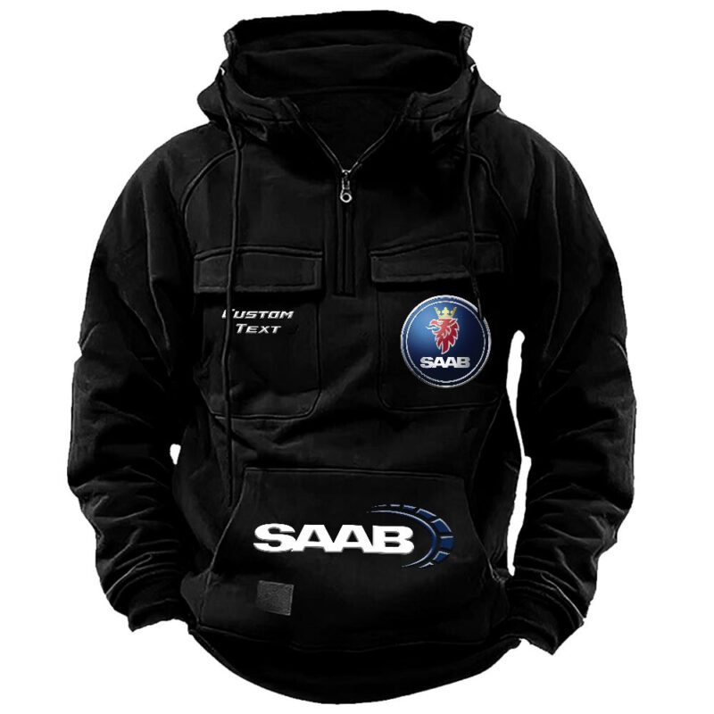 Saab Vintage Quarter Zip Hoodie Retro Hoodie LQZ1466 1