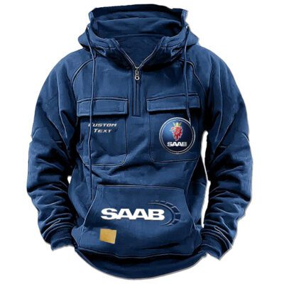 Saab Vintage Quarter Zip Hoodie Retro Hoodie LQZ1466 2