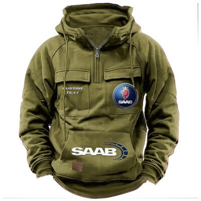 Saab Vintage Quarter Zip Hoodie Retro Hoodie LQZ1466 3