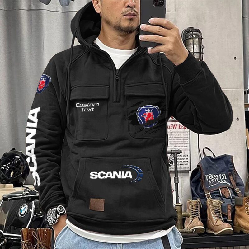 Scania Vintage Quarter Zip Hoodie Retro Hoodie LQZ1066 1