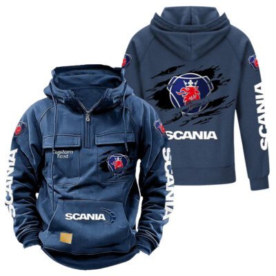 Scania Vintage Quarter Zip Hoodie Retro Hoodie LQZ1066 2 Scania Vintage Quarter Zip Hoodie Retro Hoodie LQZ1066 2