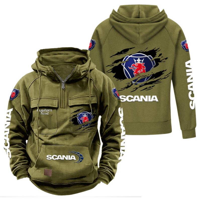 Scania Vintage Quarter Zip Hoodie Retro Hoodie LQZ1066 3