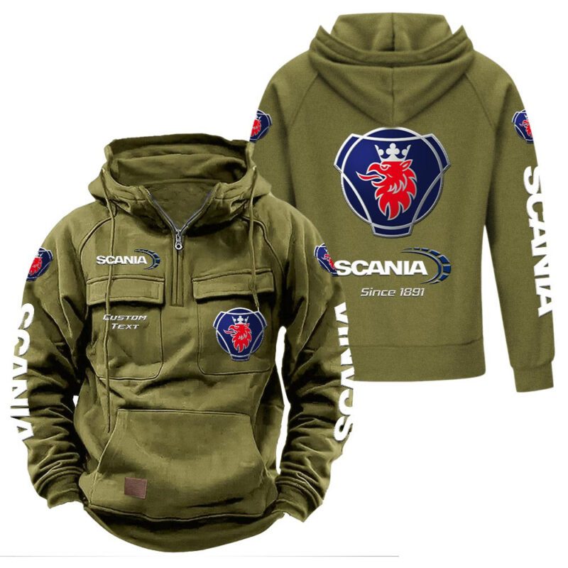 Scania Vintage Quarter Zip Hoodie Retro Hoodie LQZ1359 3