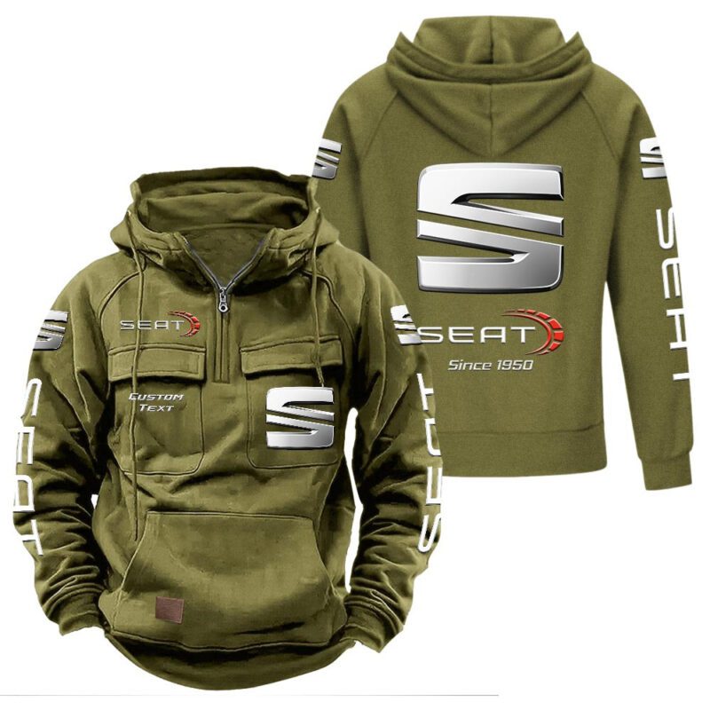 Seat Vintage Quarter Zip Hoodie Retro Hoodie LQZ1409 3