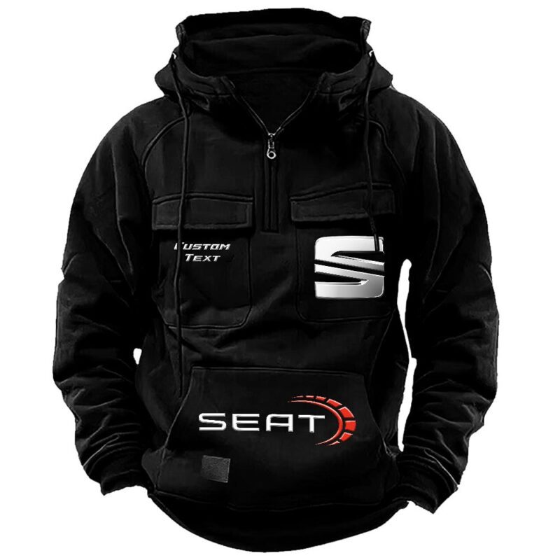 Seat Vintage Quarter Zip Hoodie Retro Hoodie LQZ1499 1