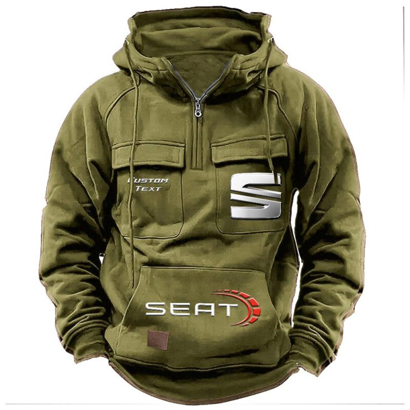 Seat Vintage Quarter Zip Hoodie Retro Hoodie LQZ1499 3