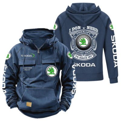 Skoda Vintage Quarter Zip Hoodie Retro Hoodie LQZ1209 2 Skoda Vintage Quarter Zip Hoodie Retro Hoodie LQZ1209 2