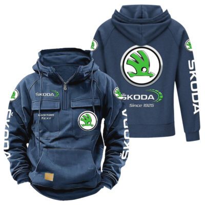 Skoda Vintage Quarter Zip Hoodie Retro Hoodie LQZ1352 2 Skoda Vintage Quarter Zip Hoodie Retro Hoodie LQZ1352 2