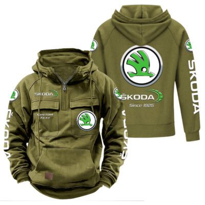 Skoda Vintage Quarter Zip Hoodie Retro Hoodie LQZ1352 3 Skoda Vintage Quarter Zip Hoodie Retro Hoodie LQZ1352 3