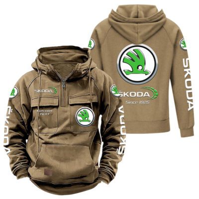 Skoda Vintage Quarter Zip Hoodie Retro Hoodie LQZ1352 4 Skoda Vintage Quarter Zip Hoodie Retro Hoodie LQZ1352 4