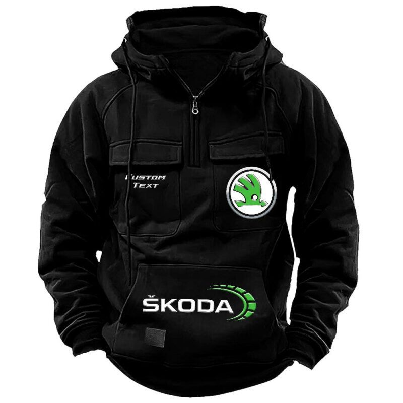 Skoda Vintage Quarter Zip Hoodie Retro Hoodie LQZ1514 1