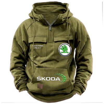 Skoda Vintage Quarter Zip Hoodie Retro Hoodie LQZ1514 3 Skoda Vintage Quarter Zip Hoodie Retro Hoodie LQZ1514 3