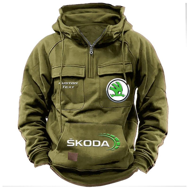Skoda Vintage Quarter Zip Hoodie Retro Hoodie LQZ1514 3