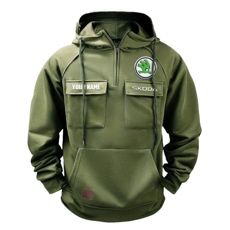 Skoda Vintage Quarter Zip Hoodie Retro Hoodie LQZ1536 2