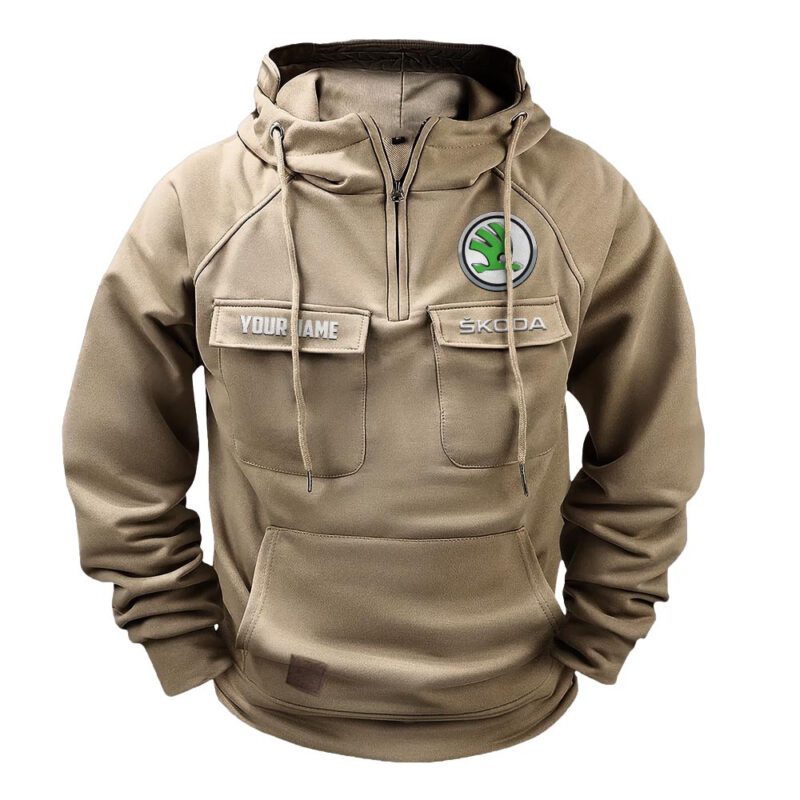 Skoda Vintage Quarter Zip Hoodie Retro Hoodie LQZ1536 3