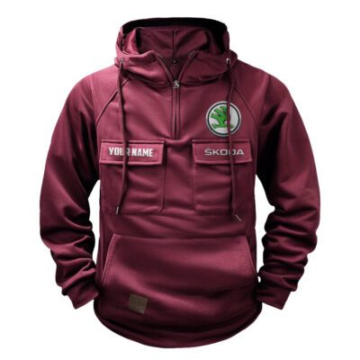 Skoda Vintage Quarter Zip Hoodie Retro Hoodie LQZ1536 4