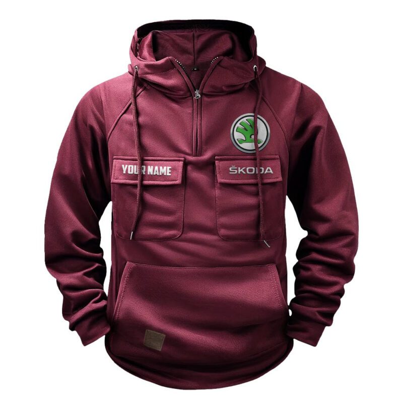 Skoda Vintage Quarter Zip Hoodie Retro Hoodie LQZ1536 4