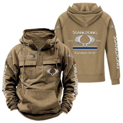 SsangYong Motor Vintage Quarter Zip Hoodie Retro Hoodie LQZ1094 4 SsangYong Motor Vintage Quarter Zip Hoodie Retro Hoodie LQZ1094 4