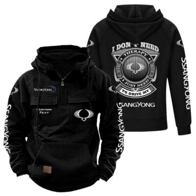 SsangYong Motor Vintage Quarter Zip Hoodie Retro Hoodie LQZ1219