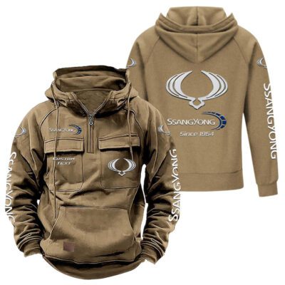SsangYong Motor Vintage Quarter Zip Hoodie Retro Hoodie LQZ1369 4 SsangYong Motor Vintage Quarter Zip Hoodie Retro Hoodie LQZ1369 4