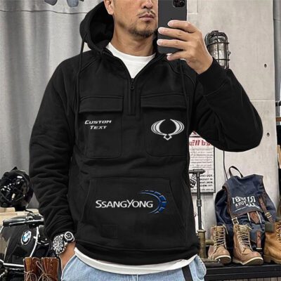 SsangYong Motor Vintage Quarter Zip Hoodie Retro Hoodie LQZ1441